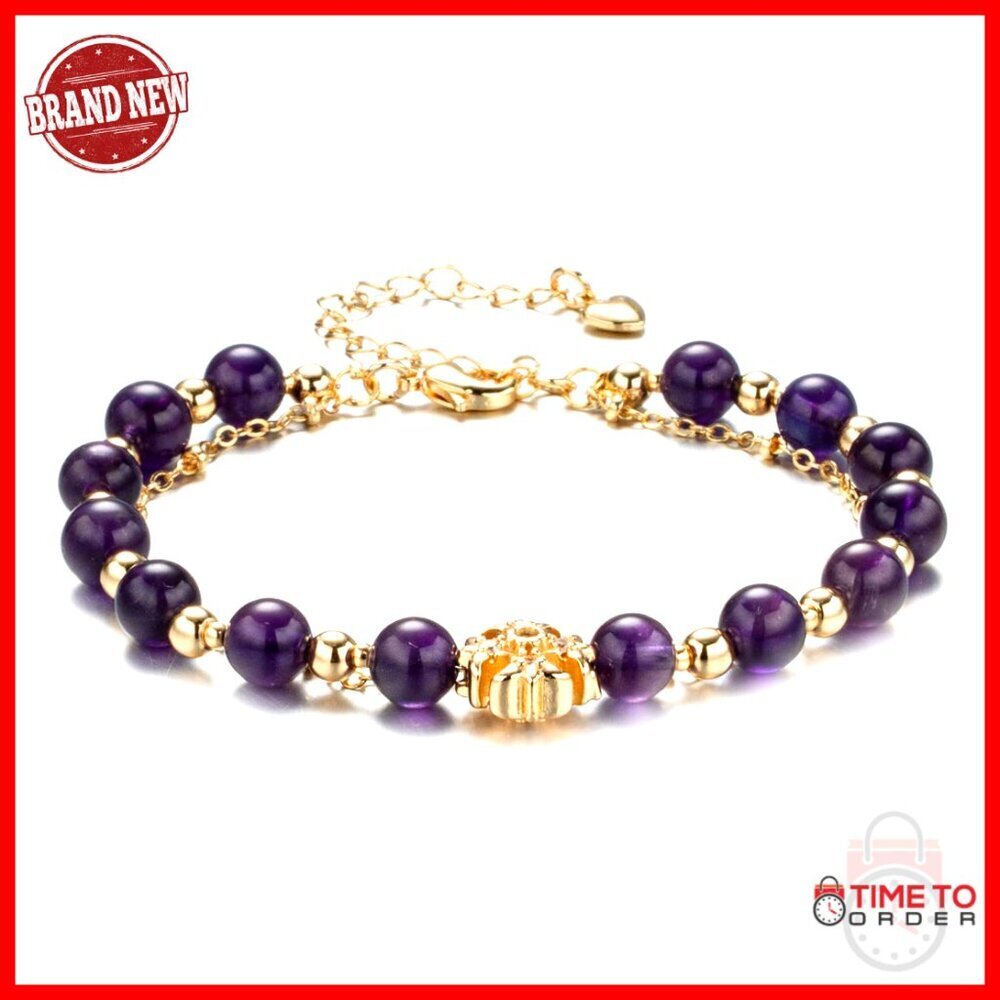 Handmade Lapis Lazuli Gemstone Bracelet 14K Gold Plated Chain Adjustable